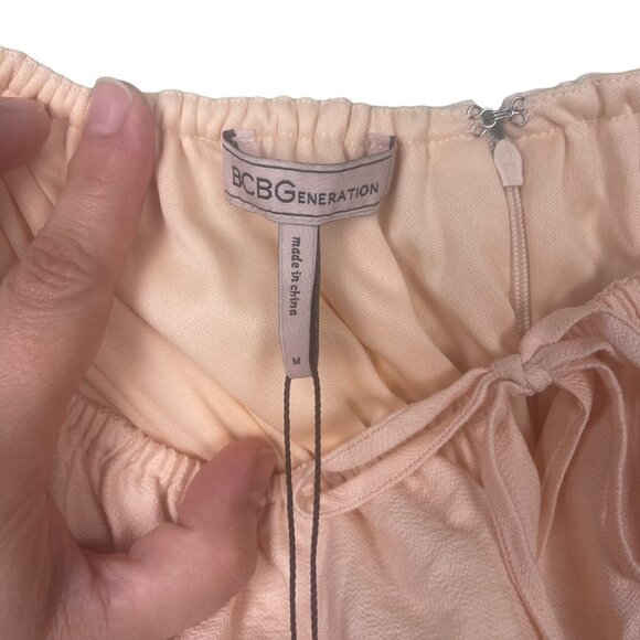 NWT BCBGeneration Dress Womens SZ M Babydoll Peasant Prairie Puff Sleeve Cottage - Picture 6 of 9